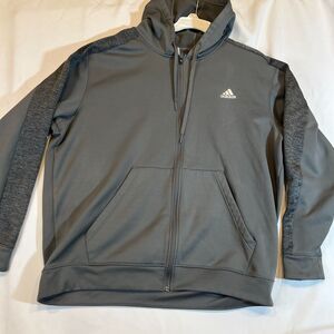 Adidas Hoodie Men's 2XL Gray ClimaWarm Full-Zip Classic Fleece Lined Performance